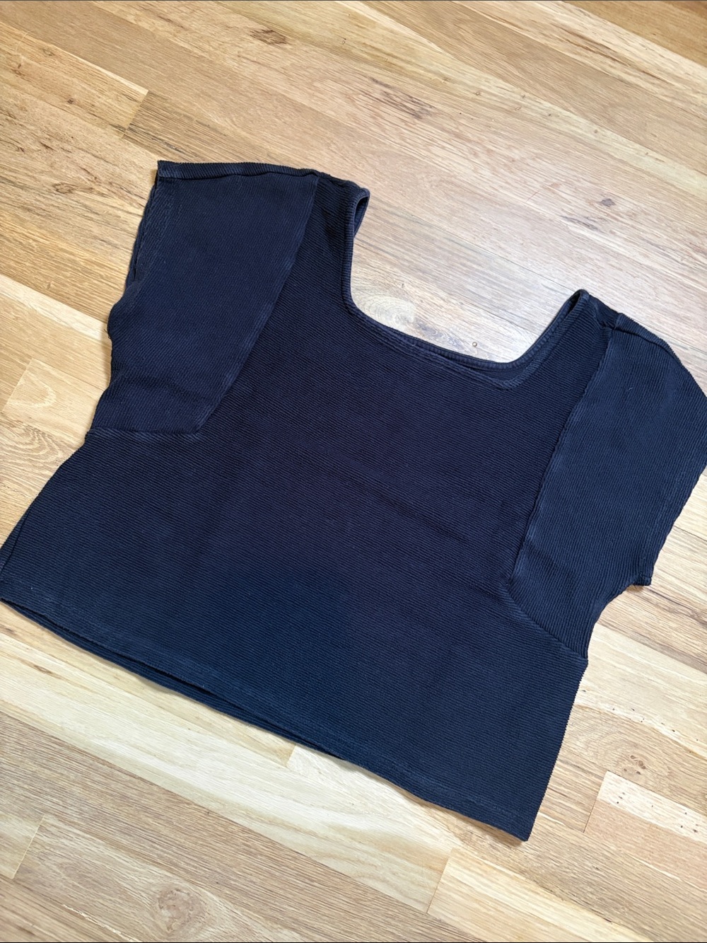 Madewell Black Square-Neck Ribbed Crop Tee